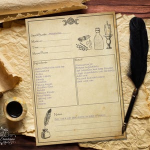 Spell Bottle Template Printable Pages. Witchcraft. Book Of Shadows. Grimoire.  Instant Digital Download