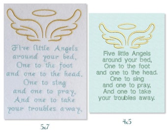 Five Little Angels Prayer Machine Embroidery Design Pattern For 5x7 Hoops by Titania Creations. Instant Download