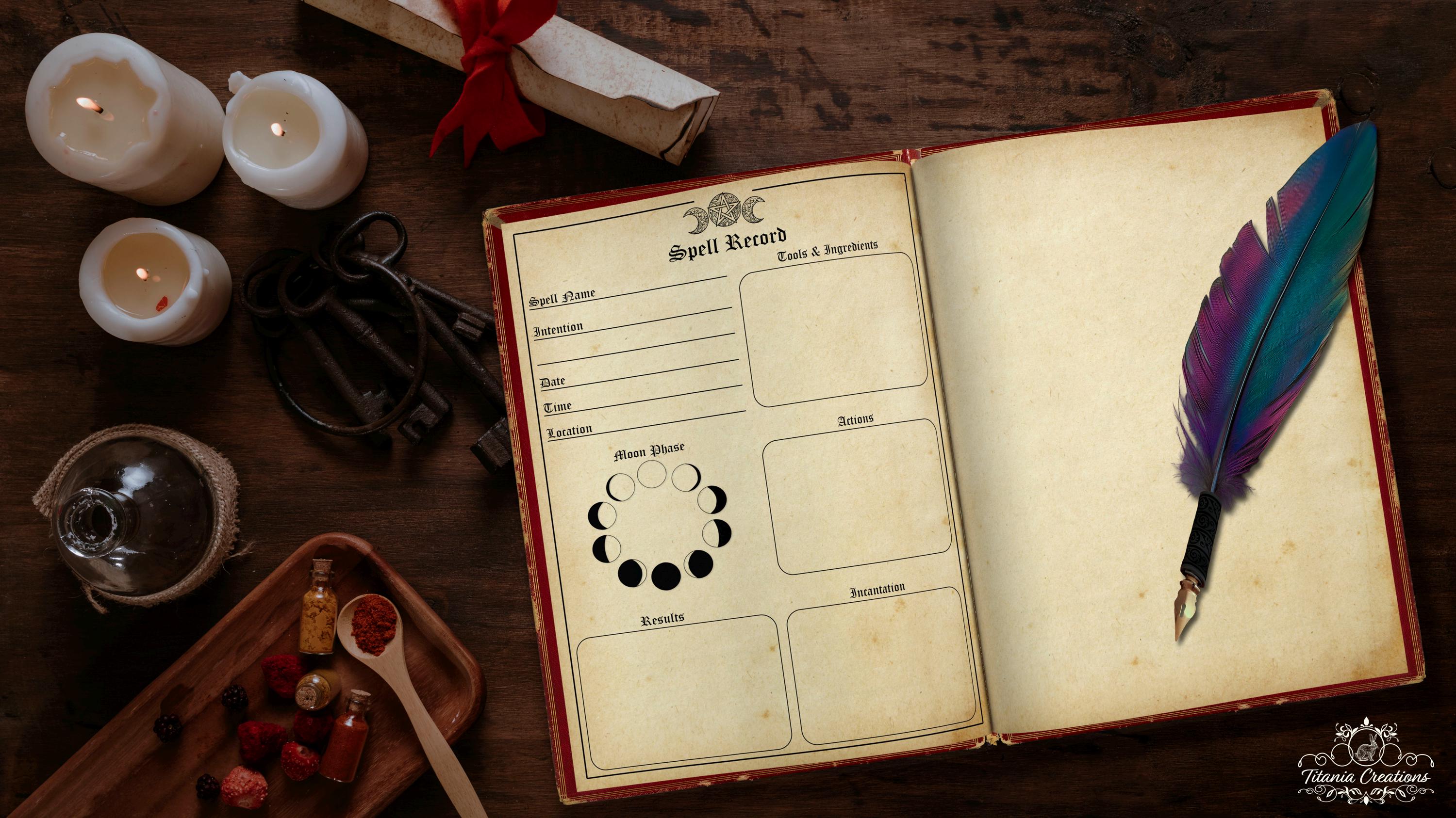 Spell Record Printable Template Pages. Witchcraft. Book of Shadows ...