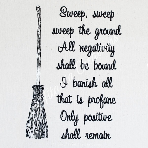 Besom Sweeping Chant Pagan Machine Embroidery Design For 5x7 Hoop. Instant Download by Titania creations