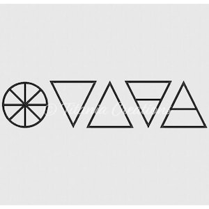 Five Elements Symbol Set in Satin Stitch Pagan Machine Embroidery Designs For 4x4 Hoop Sizes. Instant Download by Titania creations