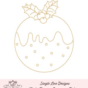 Single Line SVG-Datei für Folie Quill / Skizze Weihnachten Pudding von Titania Kreationen, Instant Download.