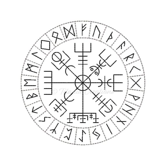 Elder Rune Vegvisir Circle Pagan Embroidery - Etsy