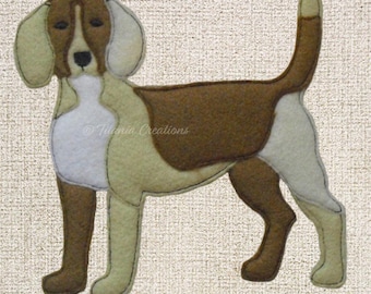 Beagle Dog Raw Edge Applique Machine Embroidery Design (Instant Download)