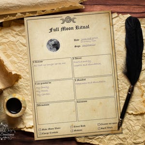 Full Moon Ritual Printable Pages. Witchcraft. Book Of Shadows. Grimoire.  Instant Digital Download