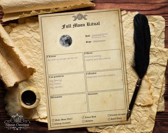 Full Moon Ritual Printable Pages. Witchcraft. Book Of Shadows. Grimoire.  Instant Digital Download