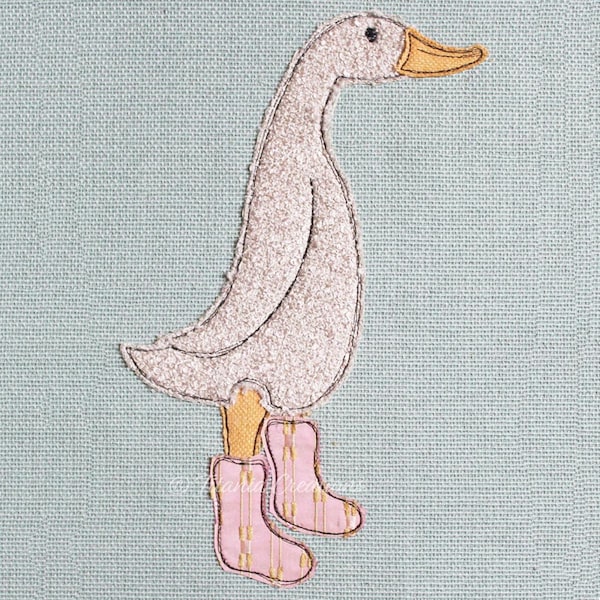 Raw Edge Applique Indian Runner Duck Machine Embroidery Design Pattern Three Sizes Included by Titania Creations Instant Download.