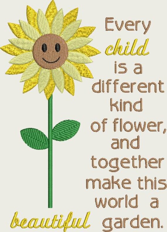 Sunflower with Every Child Quote Machine Embroidery Design Etsy