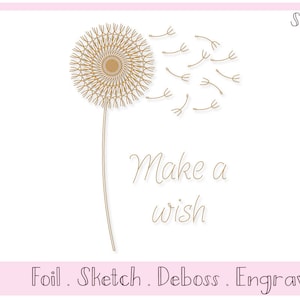 Single Line SVG-Datei für Foil Quill / Skizze Make A Wish Dandelion von Titania Creations, Instant Download.