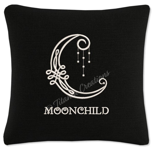 Moonchild Pagan Machine Embroidery Design For 4x4 and 5x7 Hoop Sizes. Instant Download by Titania creations