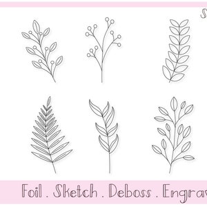 Single Line SVG File For Foil Quill / Sketch Leaf Set by Titania Creations. Instant Download.