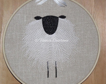 Primitive Sheep Machine Embroidery Design Pattern Three sizes included 4x4 5x7 6x10 by Titania Creations Instant Download.