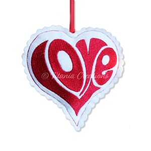 ITH in The Hoop Love Heart Machine Embroidery Design Pattern 4x4 Hoop  by Titania Creations, Instant Download.