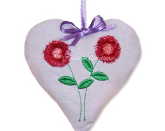 Fringed Flower Heart Machine Embroidery Design, ITH 4x4 (Instant Download)
