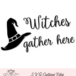 Witches Gather Here Pagan Wiccan SVG Cut File by Titania Creations, Instant Download.