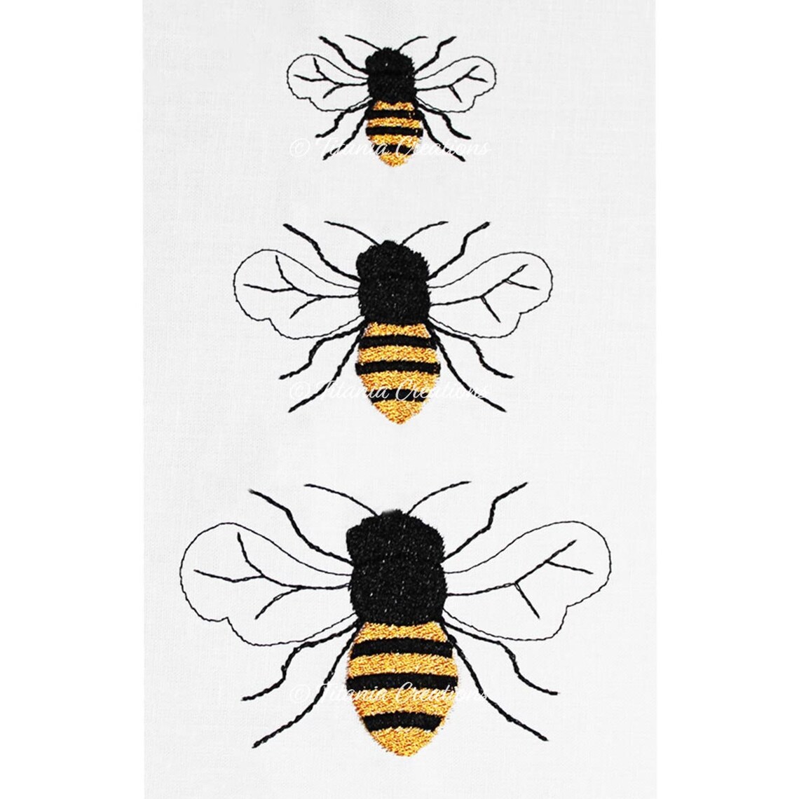 Miniature bee machine embroidery design pattern three sizes  etsy