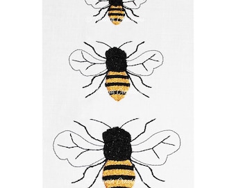 Miniature Bee Machine Embroidery Design Pattern Three sizes Included by Titania Creations, Instant Download.