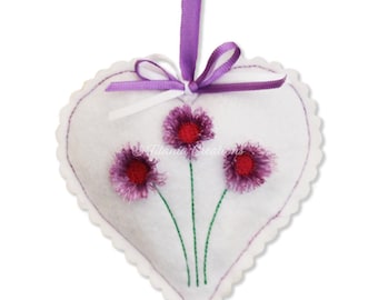 Fringed Flower Heart ITH Machine Embroidery Design, 4x4 Hoop (Digital Download)