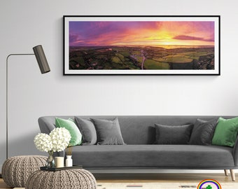 Irish Panorama Print, November Sunrise Over Kildysart, County Clare, Ireland Photography Home Office Decor Wall Art Housewarming Gift