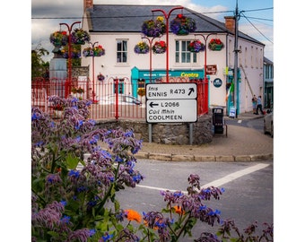 Irish Art Print, Kildysart Village Square In Summer, Ireland Photography, Home Decor, Office Wall Art, Irish Gift