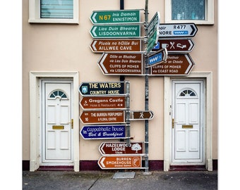 Print - Irish Road Signs Of Ballyvaughan, County Clare