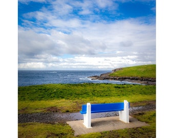 Irish Art Print, Bench On Kilkee Bay, Wild Atlantic Way, Ireland Photography Home Decor Office Wall Art Housewarming Retirement Gift