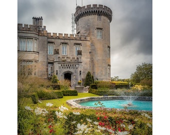 Irish Castle Print, Side Entrance And Garden, Dromoland Castle, County Clare, Ireland Photography, Home Decor Office Art Housewarming Gift