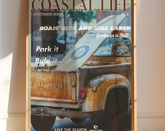 Póster coleccionable de estilo vintage de la vida costera, homenaje a la cultura del surf (descarga digital)