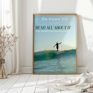 Coastal Life, Surfing Wall Art, Vintage Magazine Poster, Ocean Surf Print, Surf Aesthetic, Coastal Decor, Surfer Girl, Digital Download