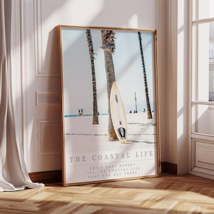 Coastal Life, Surfboard Poster, Surfing Print, Beach House Decor, Surf Wall Art, Surf Art, Coastal Prints, Surfing Poster, Digital Download