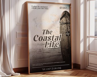 Vintage Surfboard Coastal Art Print, Retro Surf Decor (Digital Download)