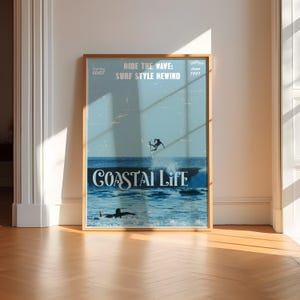 Vintage Coastal Life, Surf Poster, Vintage Surf Art, Retro Surf Art, Surfer Print, Surf Art, Surf Poster, Magazine Print, Digital Download