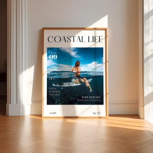 Coastal Life Summer Poster, Surf Magazine, Beachy Wall Art, Surfing Poster, Surf Art, Surfing Decor, Printable Wall Art, Digital Download