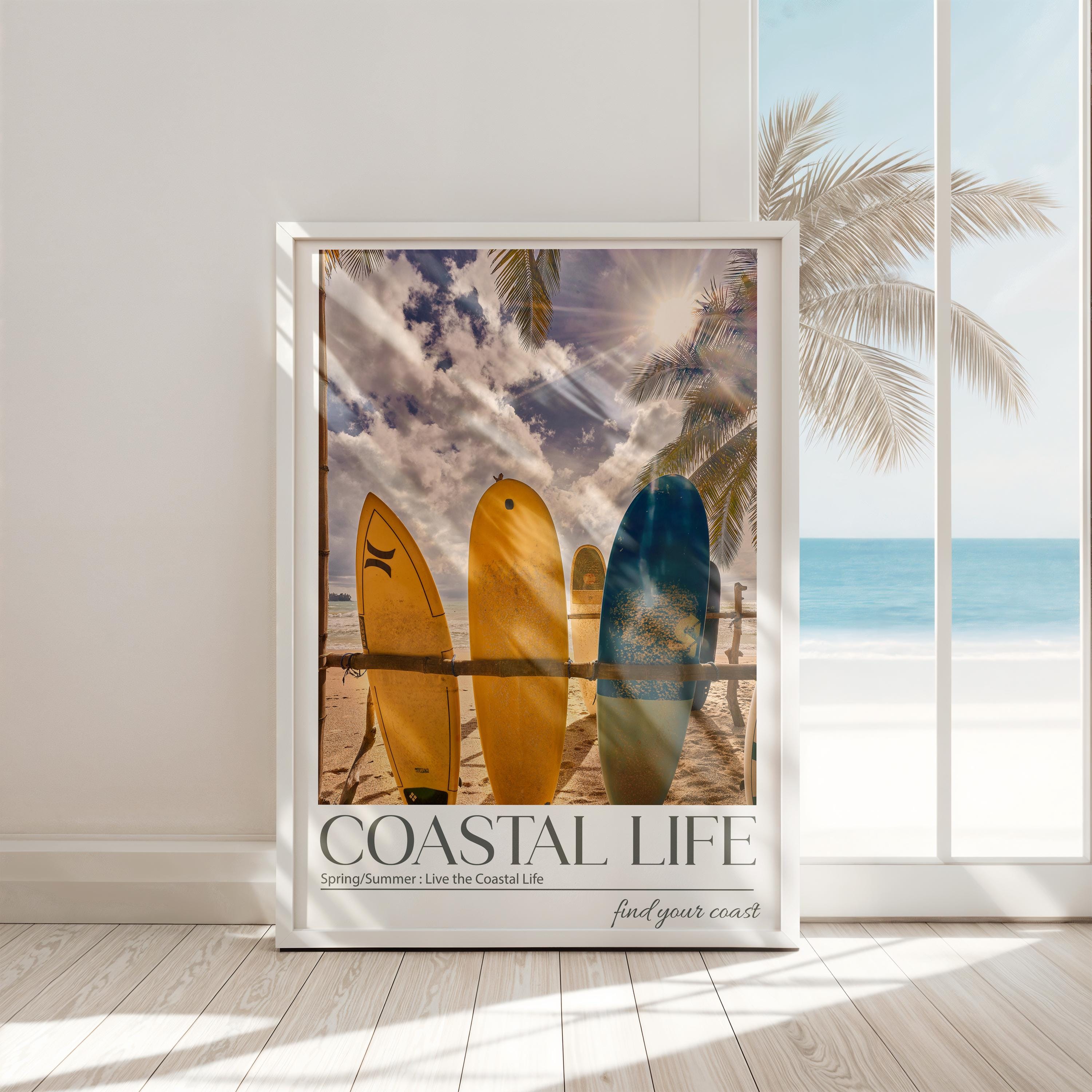 Coastal Surfboard Art Print, Beach Wall Decor (digital Download) - Etsy
