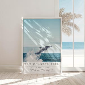 Coastal Life Printable Art, Ocean Dolphin Art, Coastal Decor, Marine Life Print, Dolphin Digital Art, Beach House Decor, Digital Download
