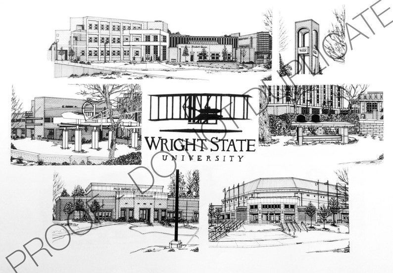 Wright State University Ink Drawing - Etsy