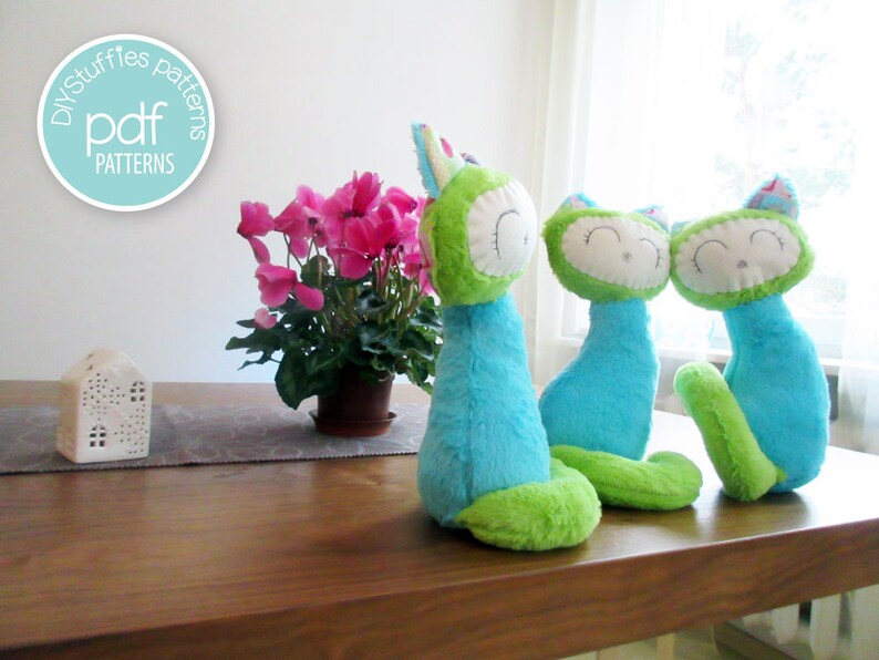 Fleece Cat Toy Sewing Project Felt Face Kitten Pattern Plush Etsy