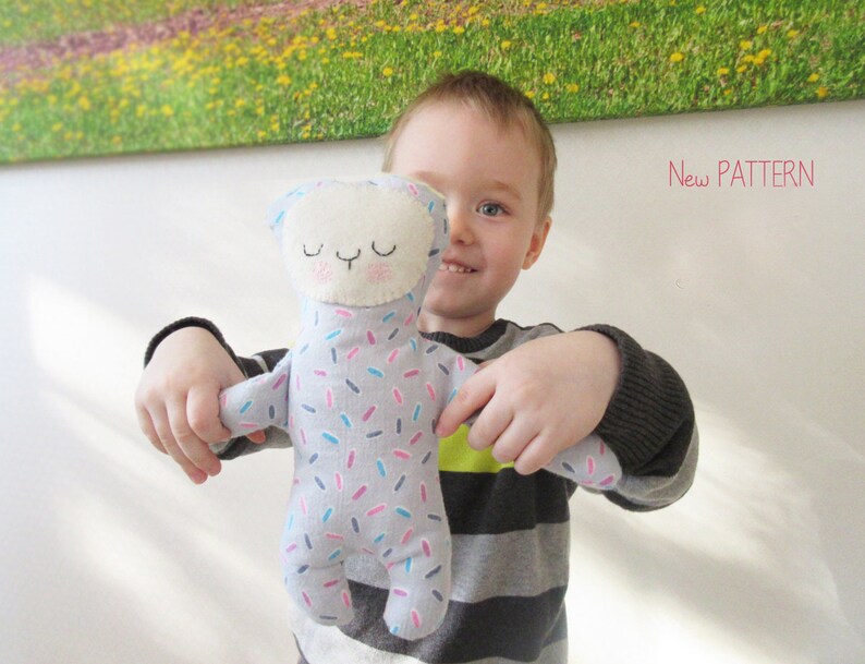 Stuffed Blue Bunny toy project PDF pattern. Rabbit Doll instructions