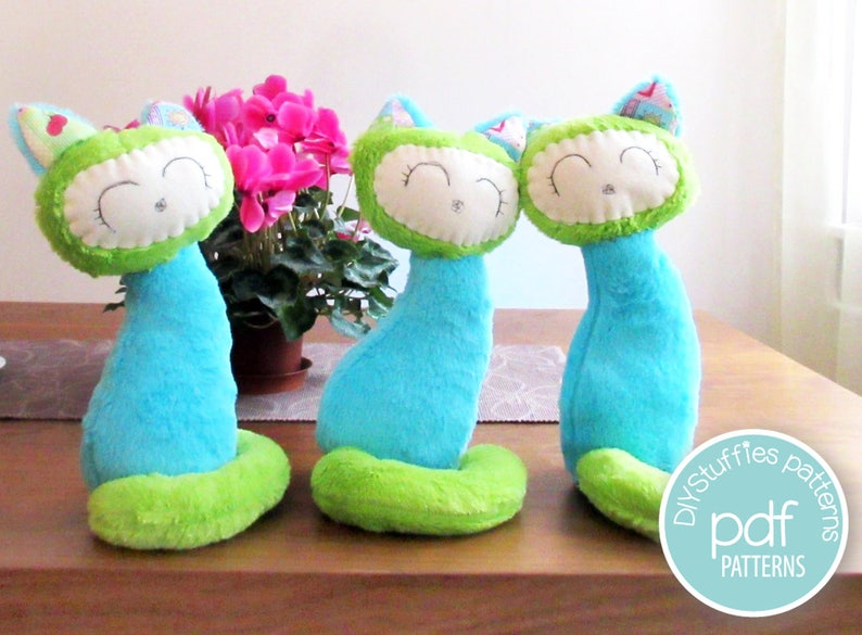 Fleece Cat Toy Sewing Project Felt Face Kitten Pattern Plush Etsy