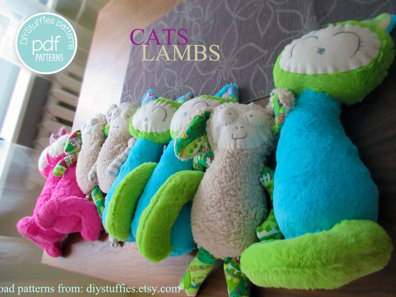 Fleece Cat Toy Sewing Project Felt Face Kitten Pattern Plush Etsy