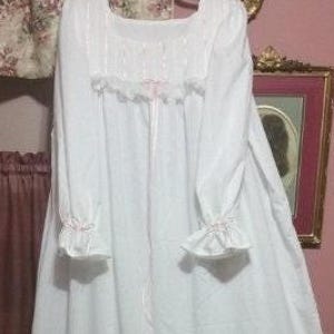 Victorian Nightgown White Cotton floor length nightgown  - Handmade to order