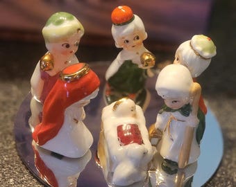Napco Christmas Nativity Bone China Miniatures 1950s