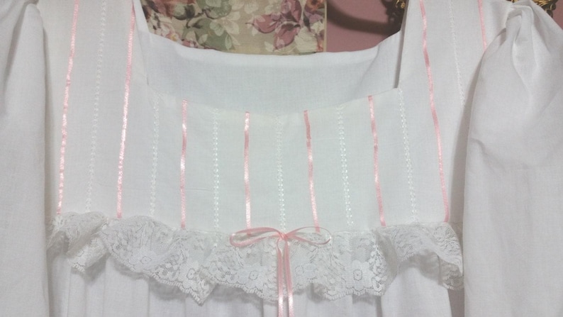 Victorian Nightgown White Cotton floor length nightgown - Handmade to order image 3