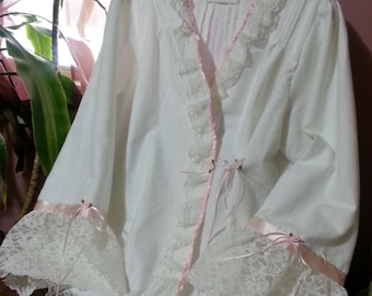Flannel or Cotton Bed Jacket to go with your gowns. Victorian/Vintage-type - Custom Made to order