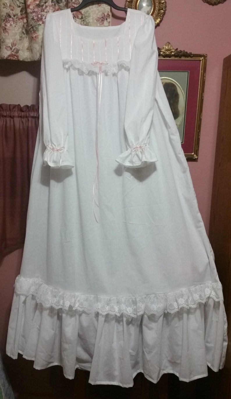 Victorian Nightgown White Cotton floor length nightgown Etsy