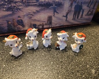 Napco Christmas Reindeer Bone China Miniatures 1950s
