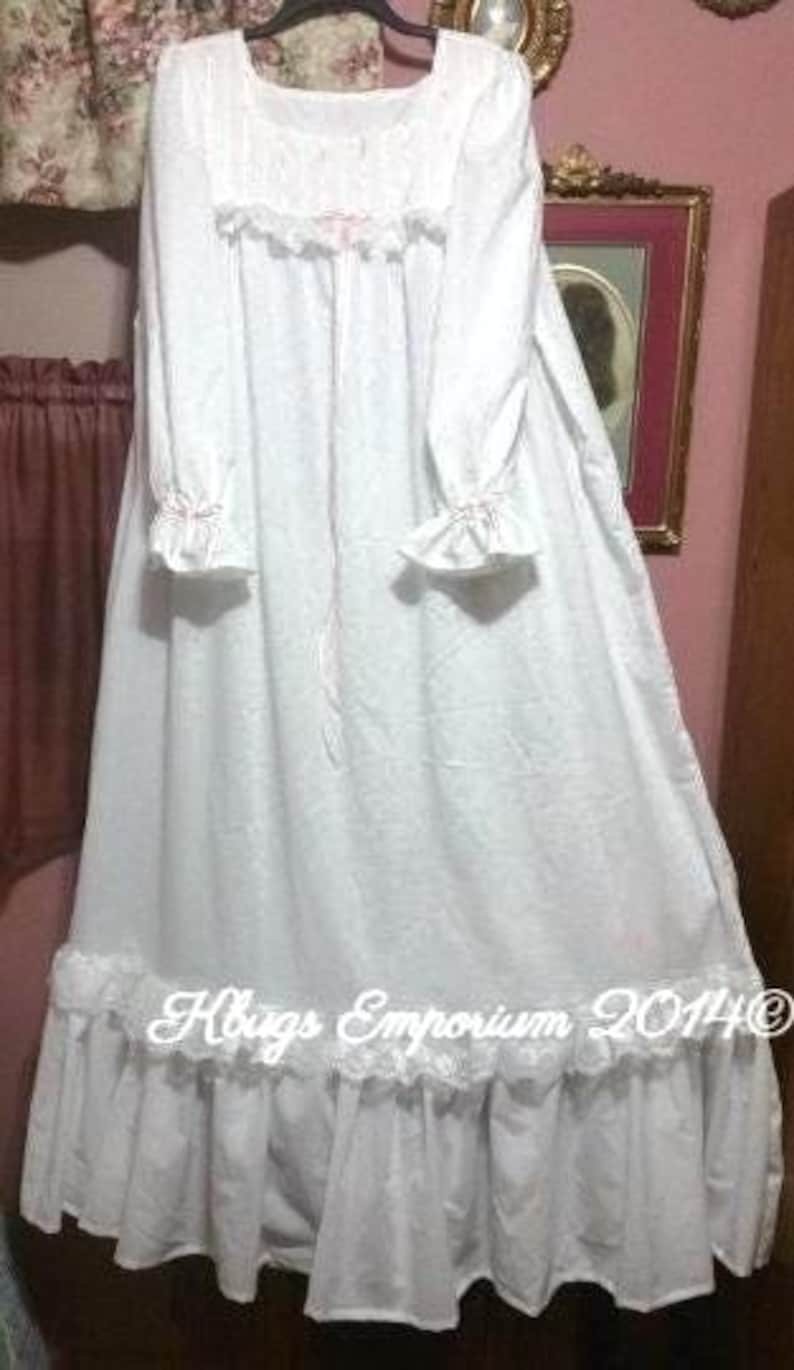 Victorian Nightgown White Cotton floor length nightgown - Handmade to order image 1