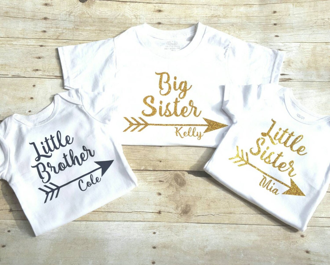 Set of Three Personalized Sibling Shirts Big Brother Little - Etsy