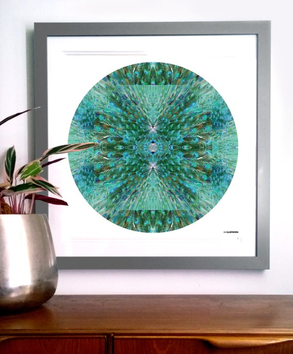 Items similar to Modern Peacock Feather Art Print on Etsy