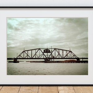 Swing Bridge Photography, Industrial Wall Art, Urban Wall Art, Transportation Wall Art, Railroad Print, Train Track Wall Print, Steel Bridge